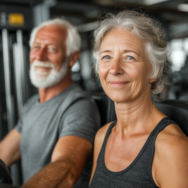 Активні літні люди під час тренування